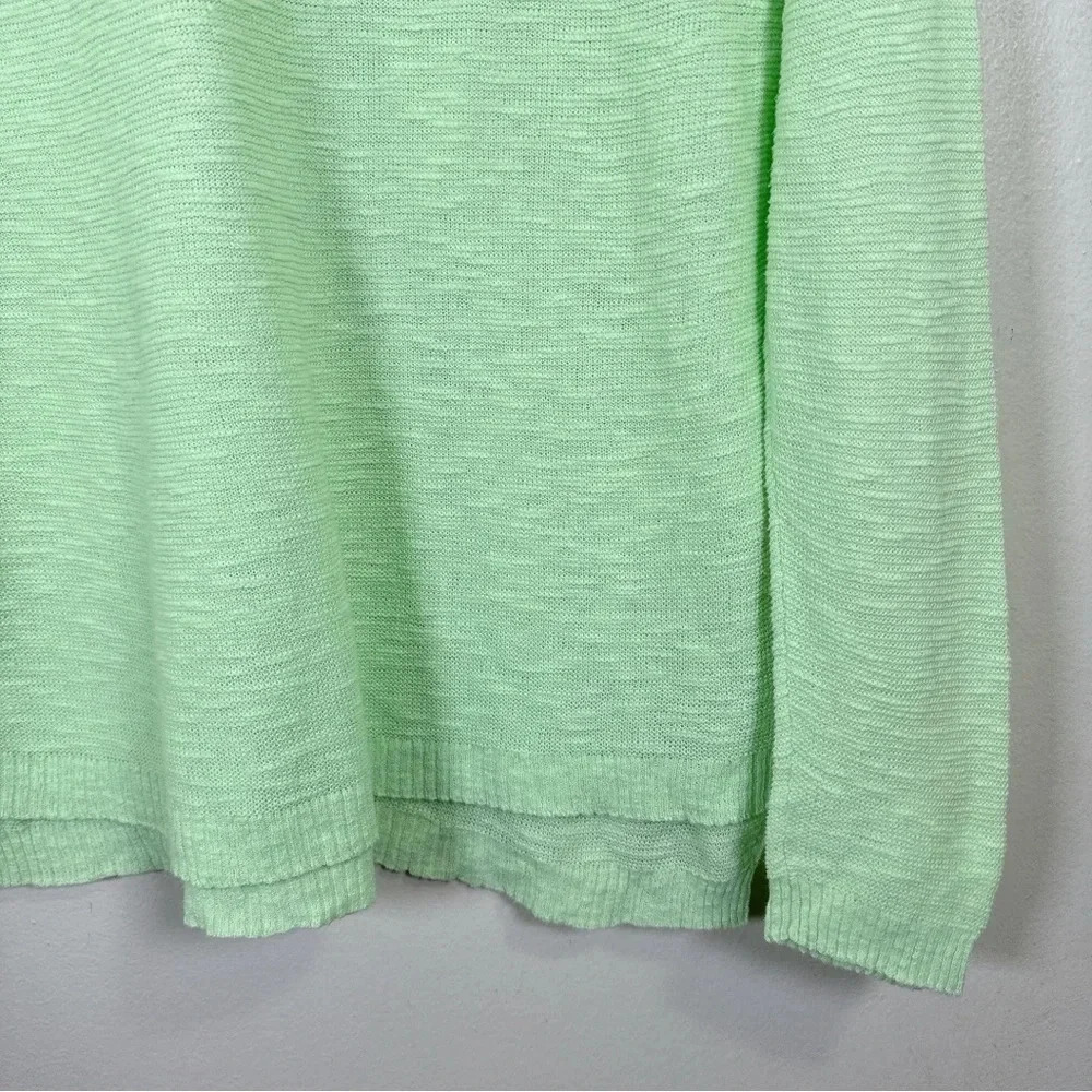 Eileen Fisher Womens Size Petite Medium Green Organic Linen Long Sleeve Top - Picture 7 of 14